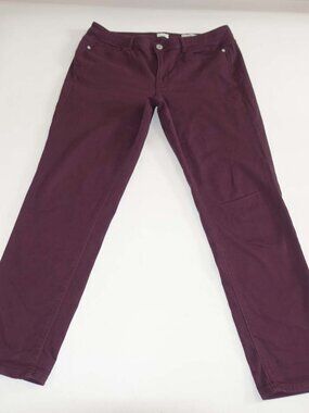 J. Jill Women's Boyfriend Straight Leg Ankle Jeans Size 14 Regular Burgundy Red